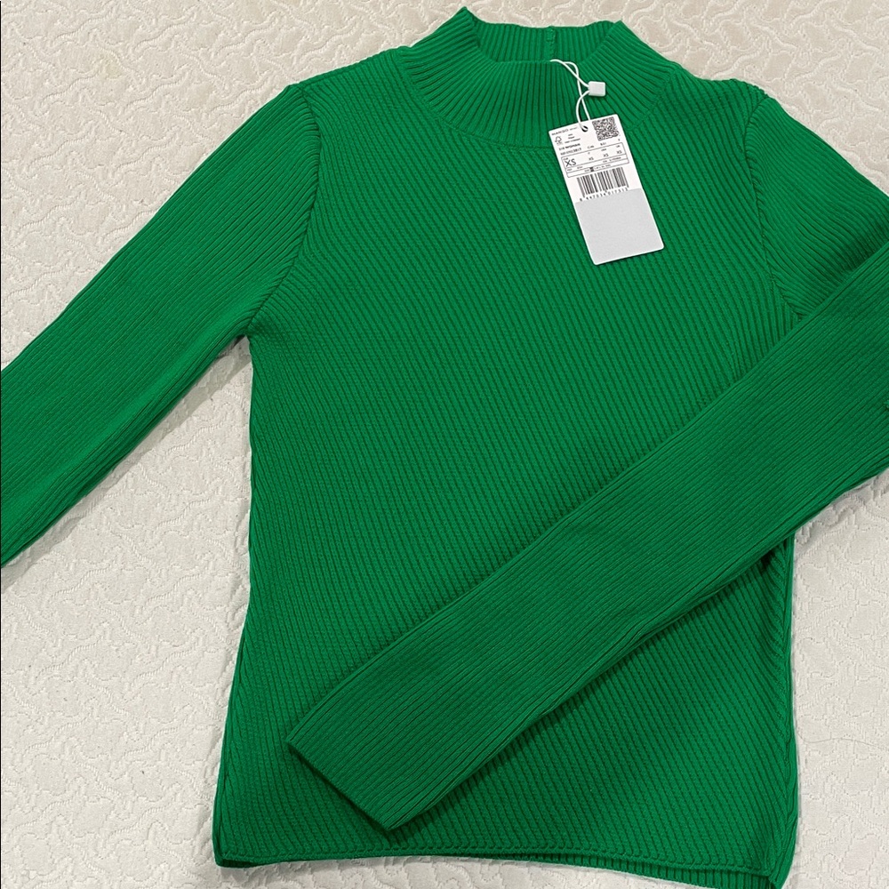 Mango Emerald Green Turtleneck Sweater